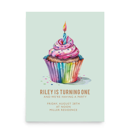Editable Cupcake And Sprinkles Birthday Invitation